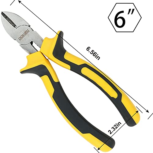 DOWELL 6 Inch Diagonal Cutting Pliers Diagonal Wire Cutters | Durable Nickel Chromium Steel Construction for Electricians and Homes - size: 6" Diagonal Cutting Pliers
