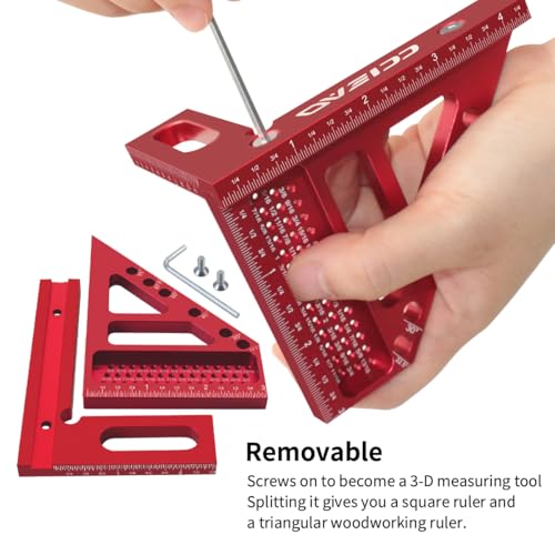 3D Multi-Angle Carpenter Square Scriber, 22.5-90 Degree Drawing Line Ruler with Pin, High Precision Woodworking Square Protractor for Carpenters,Construction,Craftsmen and DIY (Inch) - color: Inch