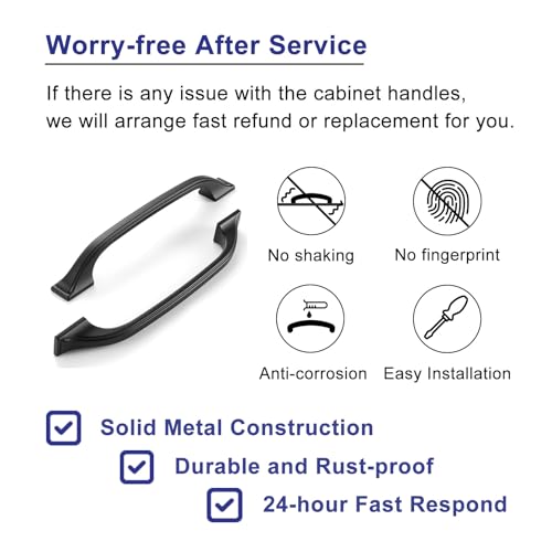 5 Inch Matte Black Cabinet Pulls Arch Drawer Handles 10 Pack P2409 - color: Black, size: 5" Hole Centers-10 Pcs