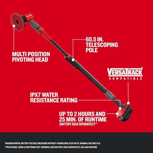 CRAFTSMAN V20 Cordless 2-in-1 Power Scrubber, Multi-Purpose, Bare Tool Only (CMCPS520B) - style: Bare Tool Only