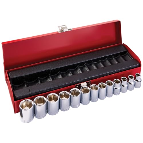 Klein Tools 65506 3/8-Inch Drive Socket Wrench Set with Metric Sizes on 6-Point Sockets, Case Included, 13-Piece - size: 3/8-Inch, style: 13-Piece