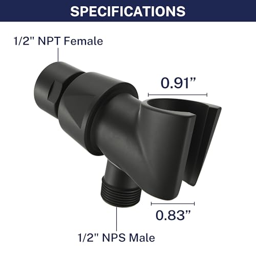 HammerHead Showers® Solid Metal Handheld Shower Head Holder - Matte Black - Adjustable Shower Wand Holder with Universal Wall Hook Bracket and Brass Pivot Ball - Hand Held Shower Head Holder - color: Matte Black