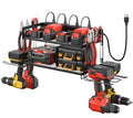 CCCEI Garage Tools Storage with Charging Station. Power Tool Battery Organizer Utility Shelf with Power Strip. 4 Drills Holder Wall Mount Rack, Black. - size: Small, style: 2 Layer