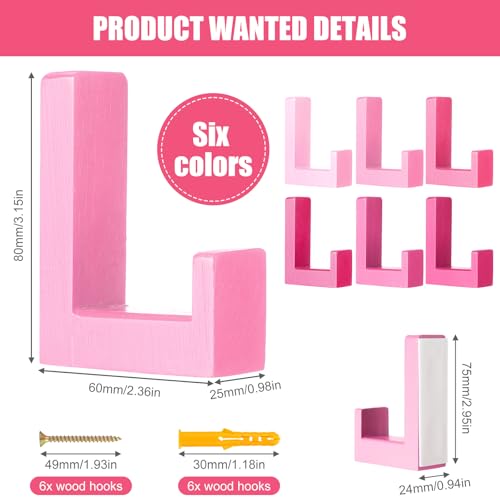 Teenyyou 6 Pcs Cute Kids Wall Hooks Adhesive for Backpack Pink Mixed Color - color: Pink Mixed Color