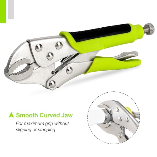 FASTPRO 4-Piece Locking Pliers Set with Heavy Duty Grip, Green - color: Green