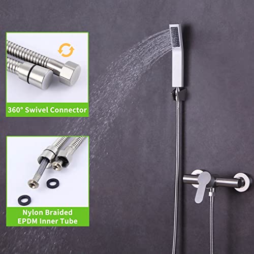 Angle Simple Replacement Handheld Shower Hose 79", 1/2" IPS, Brushed Nickel - color: Brushed Steel, size: 79 Inch