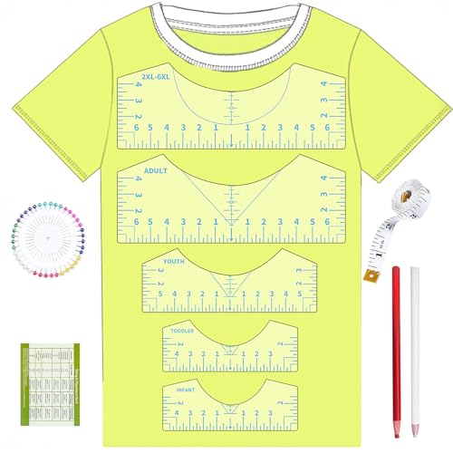 5Pack Tshirt Ruler Guide for Vinyl Alignment, T Shirt Rulers to Center Designs, PVC Measurement Template, Sewing Supplies Accessories Tools for Cricut Heat Press Transfer Vinyl （Blue） - style: Tshirt Ruler-5-Blue