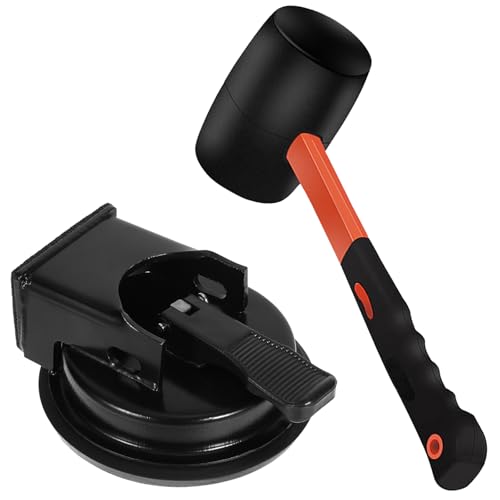 Heavy Duty Floor Gap Fixer Tool with Rubber Mallet, Made of Iron & Enhanced Suction Cup & Non-Scratch Mallet, Floor Gap Repair Kit for Laminate, Vinyl, Wood Floor