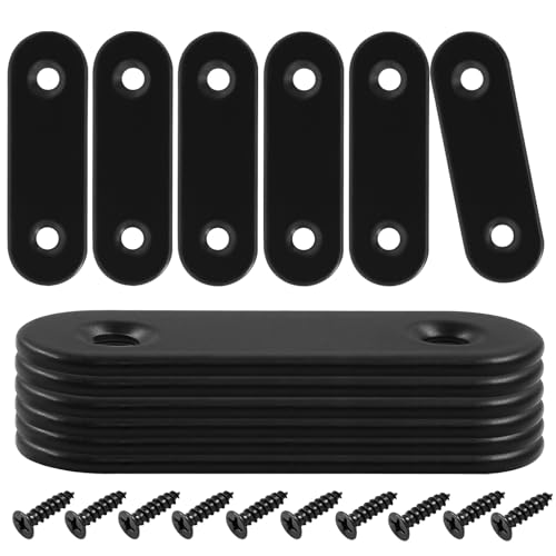 12 Pcs 2 Inch Black Straight Brackets, Stainless Steel Brace - size: Black, 2" x 0.6"