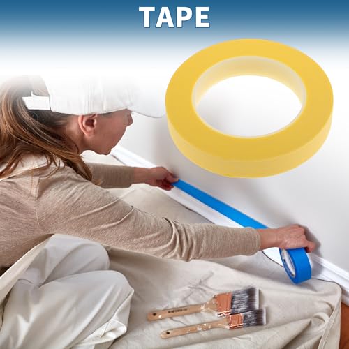 Painters Tape Easy Removal 0.8 Inches x 52.5 Yards Masking Master Tape Yellow - color: Yellow, size: 0.8 Inches x 52.5 Yards