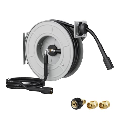 Giraffe Tools 65ft Retractable Pressure Washer Hose Reel, 2600 PSI