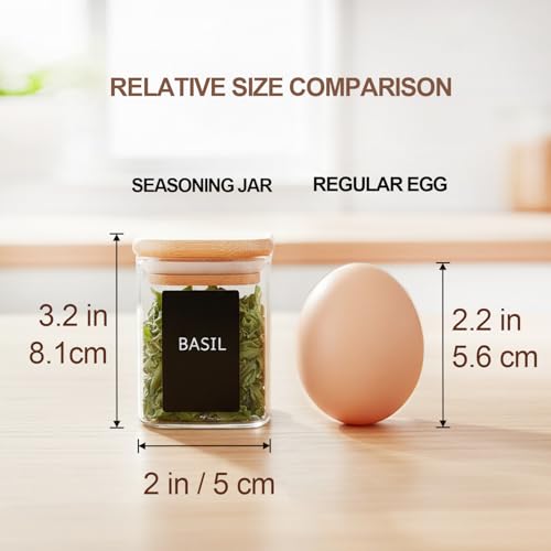 ComSaf Spice Jars 4oz 16 Pack, Seasoning Containers with labels 54 Labels | Small Glass Jars, Bamboo Lid with Silicone Seal, Kitchen Spice Drawer Organizer, Loose Tea,Herbs,Powders,Salt,Chili, BPA Free - size: 4oz*16