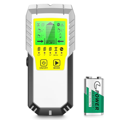 Stud Finder Wall Scanner Sensor - 5 in 1 Stud Sensor Detector Wall Scanner with LCD Display Beam Finders for the Center and Edge of Metal Wood AC Wire Studs Pipe Joist Detection - color: Yellow