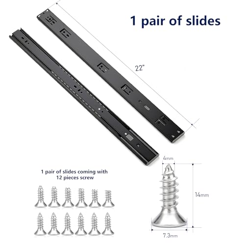 Ravinte Matte Black Soft Close Drawer Slides 22 Inch 1 Pairs 2 Pack - color: Black, size: 22 Inch