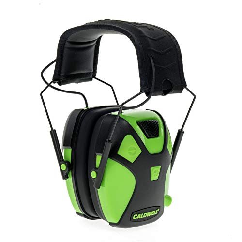 Caldwell E-Max Pro Electronic Hearing Protection Earmuffs Sound Amplification, Low Profile, for Range Shooting, Hunting - style: Youth-neon Green