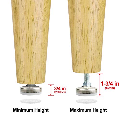 Heavy Duty Furniture Leveling Feet Adjustable Furniture Leg Levelers for Tables Chairs Cabinets Sofa Raiser, Support 1320LBs, T- Nut Kit 3/8”-16 Thread, Large Base,w/ 4 Felt Pads,12 Screws (4 Pack) - color: White-4p
