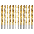 uxcell 12pcs Titanium Twist Drill Bit 19/64" Drilling Dia High Speed Steel Drills for Hardened Metal, Stainless Steel, Cast Iron, Wood, Plastic - size: 19/64 inch