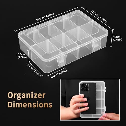QUEFE Bead Organizer Box 4 Pack 8 Grid Plastic Tackle Box Storage Dividers - size: 4pcs