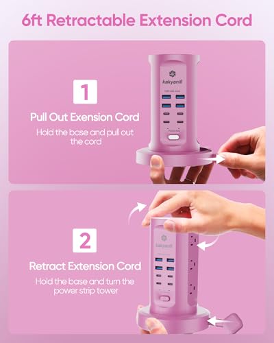Power Strip Tower, kakyanill Charging Station 9 AC Outlets 8 USB Ports - color: Purple, size: 24W