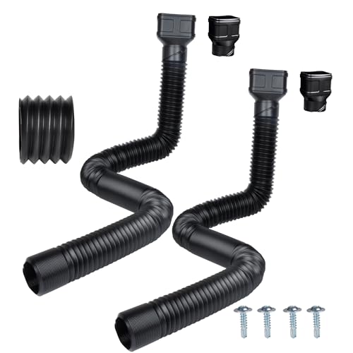 Prestantious 7ft Long Downspout Extensions Flexible Drainage Pipe,2-Pack - color: 2-Pack, Black