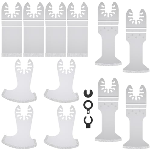 12PCS Diamond Oscillating Multi Tool Grout Removal Blades with 2 Adapters Multifunctional Grout Remover Blades Kit for Oscillating Tool(Mixed Set) - style: 12PCS Mixed Set