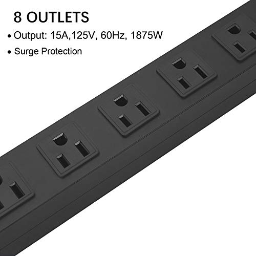 HHOSET Heavy Duty Long 8 Outlets, 14AWG Extension Cord, Black, 6FT, 1 - size: 6ft