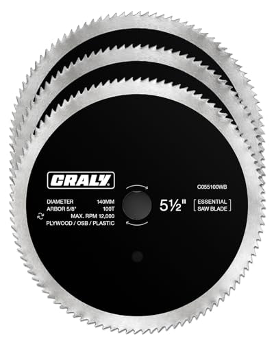 CRALY 5-1/2 Inch 100 Teeth Circular Saw Blade, 5/8 Inch Arbor, Thin Kerf, for Cutting Plywood, OSB, Plastic, Paneling & Vinyl Siding, 3-Pack(C055100WB-3) - size: 5-1/2" 100T(2-pack)