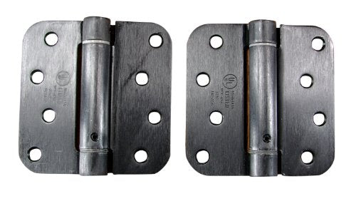 Hinge Outlet Adjustable Spring Hinges, 4 Inch with 5/8 Inch Radius in Oil Rubbed Bronze, Self Closing, Door Closing Hinges, 2 Pack - color: Oil Rubbed Bronze, size: 4" x 4" with 5/8" radius (Pack of 2)