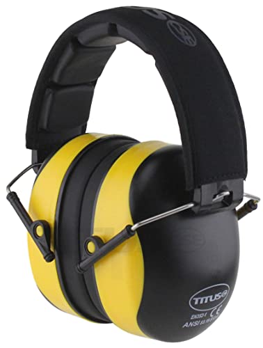 TITUS 3 Series, Onyx 37 Original Highest NRR Noise Reduction Earmuffs - color: Black/Yellow (Premium Band / Earmuffs Only)