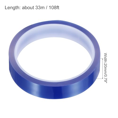 uxcell Blue Heat Tape, 1 Roll 20mmx33m 108ft High Temperature Heat Resistant Tape for Sublimation,Heat Vinyl Press,Heat Transfer, Circuit Board, No Residue - color: Blue, size: 20mmx33m