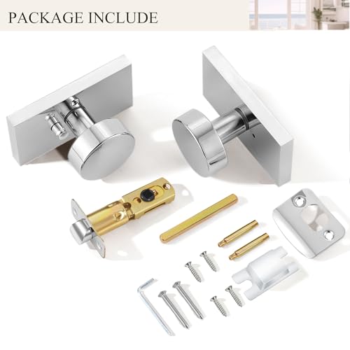 Polished Chrome Door Knobs Privacy Door Knobs Interior with Lock - color: Polished Chrome