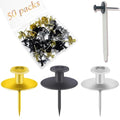 50 PCS Push Pins Picture Hanger Hooks, Double Headed Nails Push Pin Thumbtacks for Wall Hangings Picture, Decorative Small Hook Pins for Drywall Cork Board Home Office Photo Decorations - style: Gold, Silver, Black
