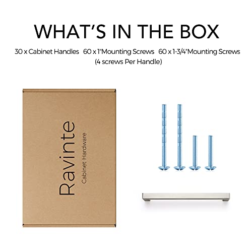 Ravinte Brushed Nickel Cabinet Handles Square Pulls 6-1/4 Inch 30 Pack | Stainless Steel, Square Bar Grip, Drawer Pulls, Kitchen Cabinet Hardware, For Cupboards, Drawers, Dressers, Cabinets - color: Brushed Nickel