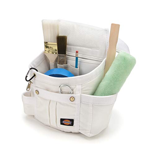 Dickies 8-Pocket Padded Tool Belt/Utility Pouch for Painters, Carpenters, and Builders, Adjustable 3-Inch Belt, Durable Canvas Construction, White - color: White