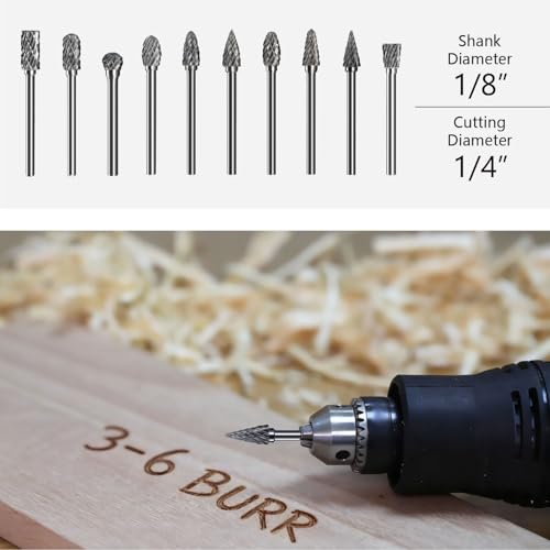 Asieg Tool 20 Pcs Carbide Die Grinder Burrs Bits 1/8" Shank for Dremel Milwaukee Metal Grinding Wood Stone Steel Carving Cutting Engraving Grinder Kit Attachment Rotary Tool Accessories Sets