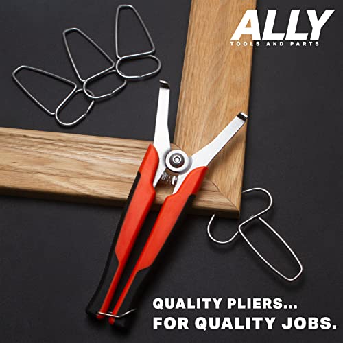 ALLY Tools Miter Spring Clamp Pliers with 16 Miter Spring Clamps - Spring Loaded Handle Design – Long 8 inch Handle for Big Hands for use with Wood Trims, Moldings, Picture Frames, and Woodworking.
