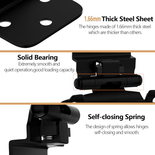 20 Pack 10 Pairs 3/8" Inset Kitchen Cabinet Door Hinges, Semi-Concealed Hinges, Self-Closing Cabinet Hinges with Mount Screws - color: Matte Black