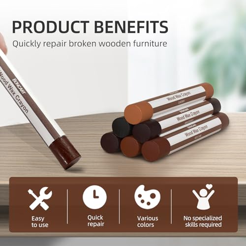 Boncart Wood Filler Sticks,6 Colors Wood Wax Crayons - color: Dark Color 6pcs