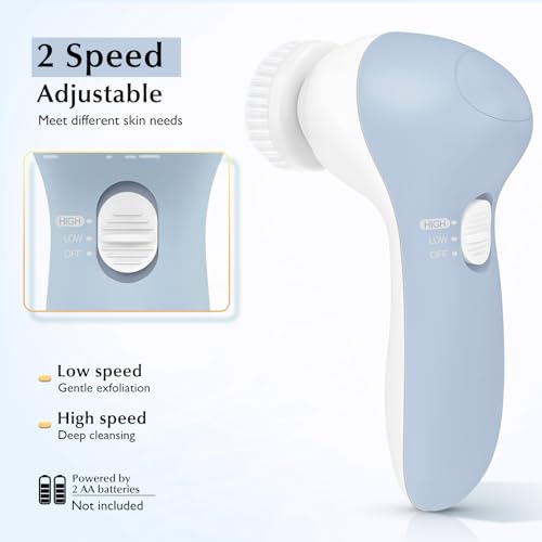 COSLUS Facial Cleansing Brush Face Scrubber, 2-in-1 Rotating Design - color: Blue