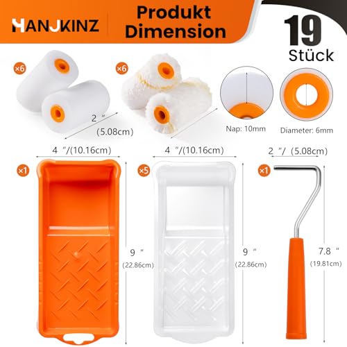 2 Inch Small Paint Roller Kit, Pack of 19 - size: 2 Inch Kit, 19 Pack