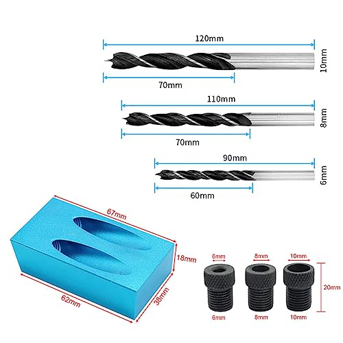Joywayus Self Centering Dowelling Jig with Pocket Inclined Hole Jig, Metric Standard 6/8/10mm Dowels Jig Accessories, Wood Dowel Hole Drilling Guide Woodworking Positioner Locator Update Wavy Design