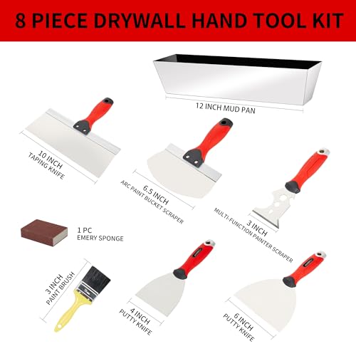 Drywall Tool Kit Putty Knife Set, 8PCS