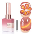 Double Rhythm Jelly Glass Cat Eye Gel Polish with Magnet 15ML Holographic Glitter Shimmer Translucent Sheer Color Magnetic Polish Salon DIY at Home (Grape Gold-MC1247) - color: Grapefruit Gold