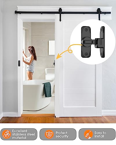 90/180 Degree Barn Door Latch Lock with Spacer, Black, 1 Pack - color: Black-1Pc