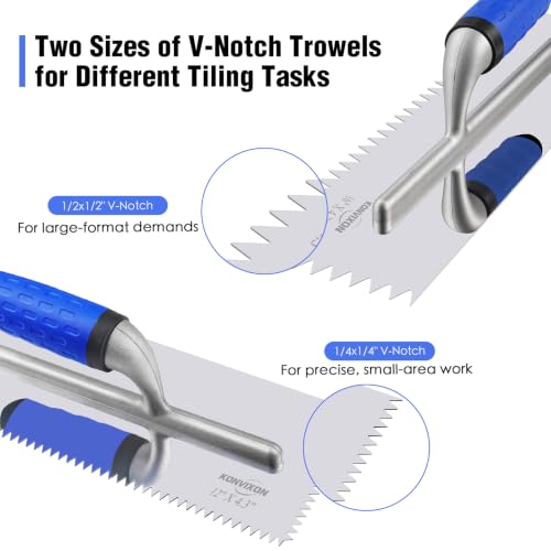 6PCS V-Notch Tile Trowel Set, Grout Float, 2 Sponges & Grout Saw