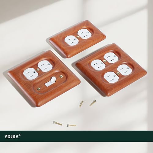 Wooden Light Switch Cover Plate Decorative Wall Plate Switch Plate Outlet Cover - color: Cherry wood, size: Toggle/Duplex Combo