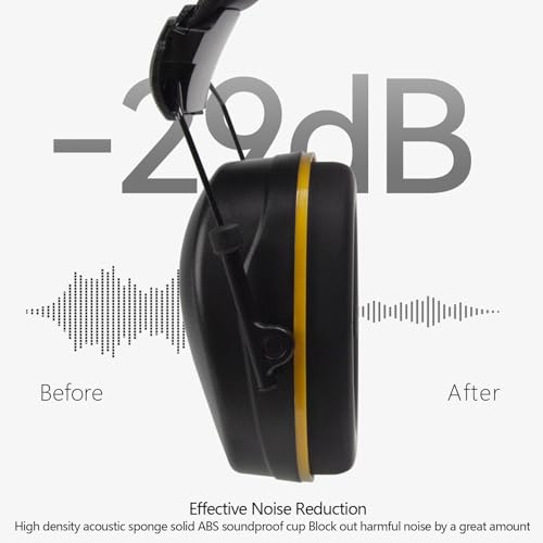 29dB Ear Muffs for Noise Reduction, Retractable Hearing Protection for Shooters, Foldable Noise Cancelling Headphones Kids, Sound Proof Headphones for Adults, for Shooting, Construction, Mowing