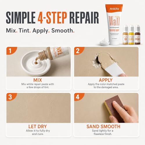 Spackle Wall Repair Kit(Color Match), Drywall Repair Filler for Wall Hole