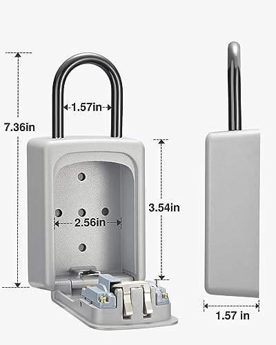 Puroma Key Lock Box Large with Code Lockbox Outdoor Wall Mount 1 Silver - color: Silver