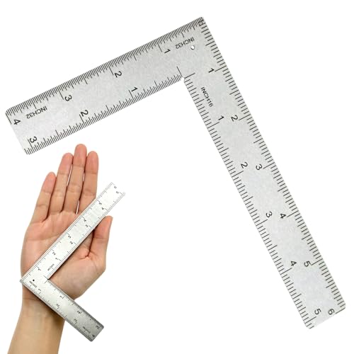 Stainless Steel L Shaped Square Ruler,4 Inch by 6 Inch Precision Framing Square,90 Degree Right Angle Ruler Measuring Tool for Carpenter,Engineer,Woodworker